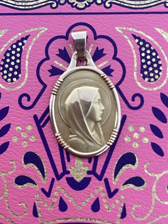 French 18k gold Virgin Mary Charm/ Pendant