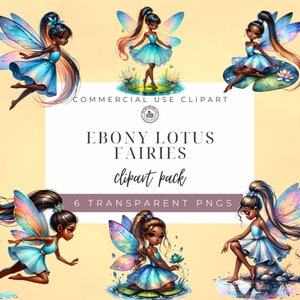 African American Fairy, Whimsical Watercolor Fairy, Ebony Lotus Fairies