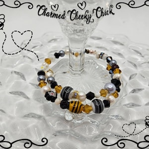 Whimsical and Delicate Glass Bee with Flowers, Pearls, and Crystals Wrap Bracelet