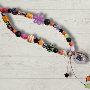 Halloween Theme Beaded Phone Charm, Phone Leash, Phone Wristlet, Phone Lanyard, Key Chain, Bag Charm for Charming and Cheeky Fun!