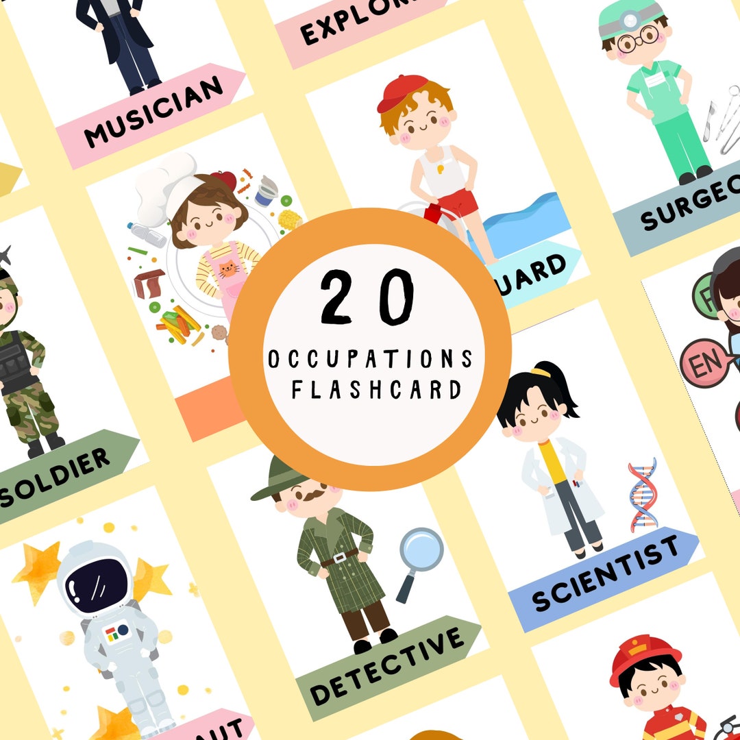 Occupation Printable Flash Cards professions Flash Cards - Etsy