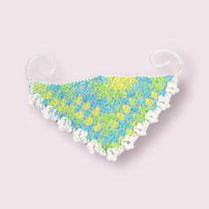 Handmade Crochet Bandana: Lacy Flower Edge Head Scarf