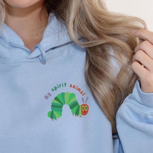 Kleine Raupe Nimmersatt Hoodie, "Little Catterpillar" lustiges Geschenk, my spirit animal Hoodie, Hoodie aus 100% Baumwolle
