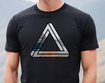 Penrose mountain lake tshirt, tshirt with Penrose triangle, unisex T-shirt made of 100% cotton