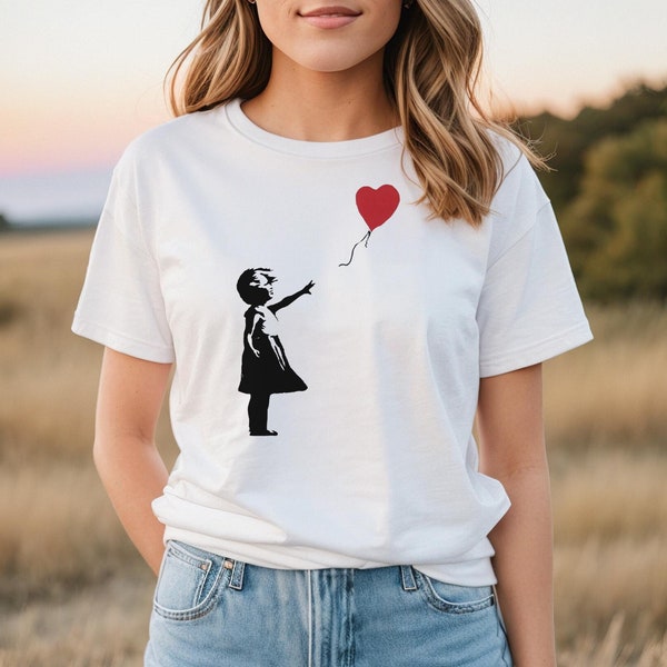 Banksy Mädchen mit Ballon Tshirt, Graffiti Art Shirt, Love is in the bin Shirt, Modern Art Shirt, Unisex Tshirt