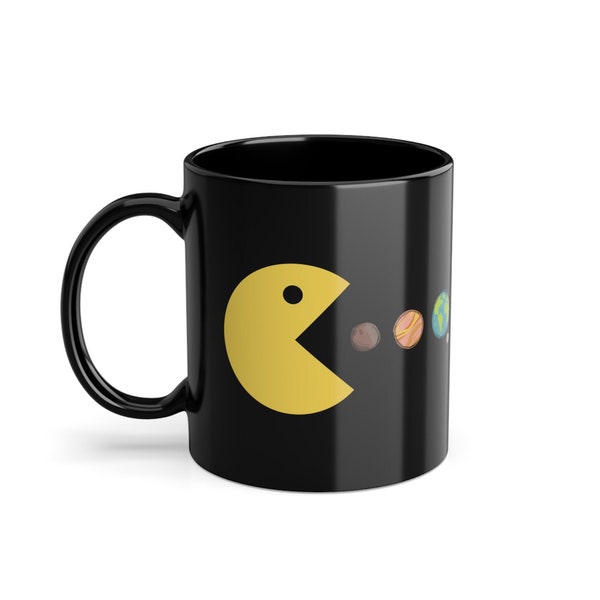 Lustige Nerd Tasse, Retro Gaming Tasse, Gamer Tasse, Pacman Tasse, Schwarze Tasse mit Aufdruck ,Spülmaschinengeeignet