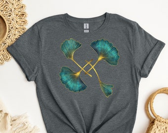 Ginkgo T-Shirt, Flower Shirt, Gift for Plant Lovers, 100% Cotton T-Shirt