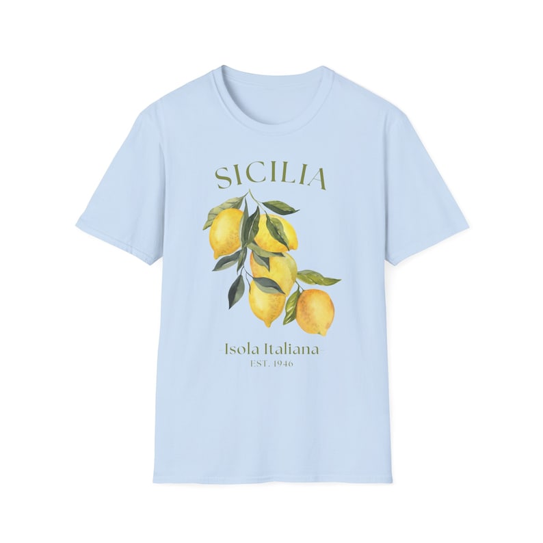 Koszulka z cytryną i Sycylią | Koszulka z Włoch | Włoska koszulka z cytryną | Koszulka unisex zdjęcie 4