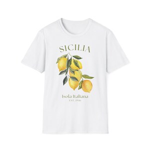 Koszulka z cytryną i Sycylią | Koszulka z Włoch | Włoska koszulka z cytryną | Koszulka unisex zdjęcie 3