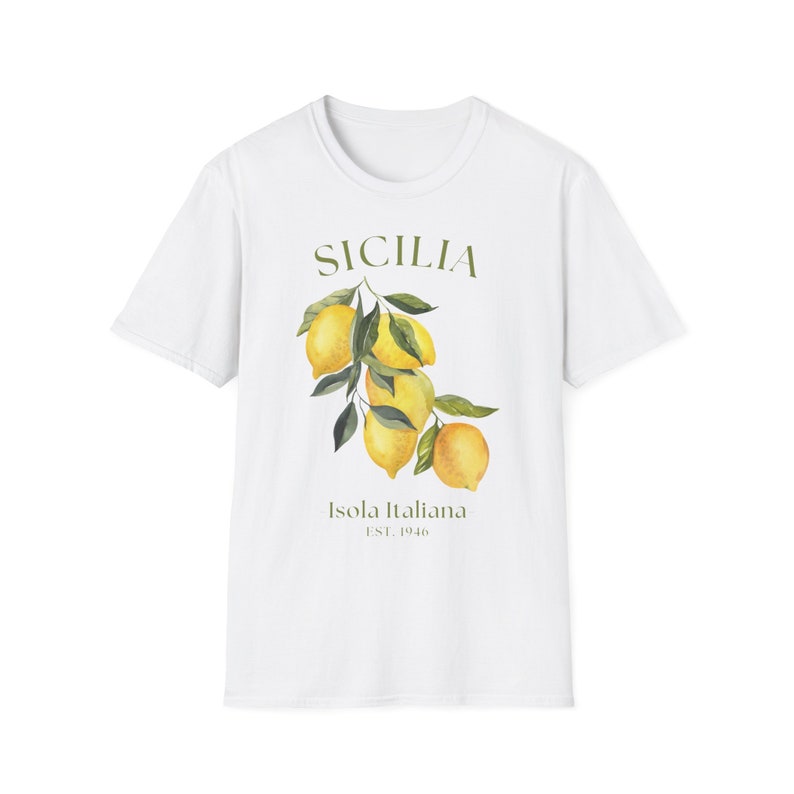Koszulka z cytryną i Sycylią | Koszulka z Włoch | Włoska koszulka z cytryną | Koszulka unisex zdjęcie 3