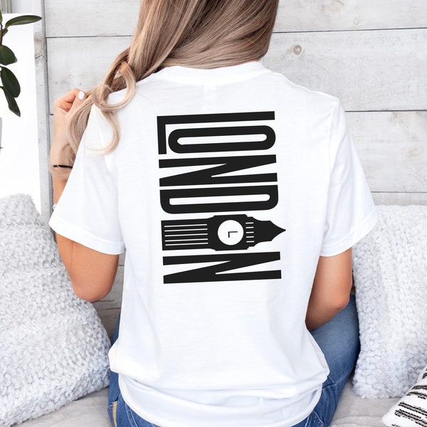 London Tshirt, Back Print, Big Ben London Shirt, Unisex Tshirt