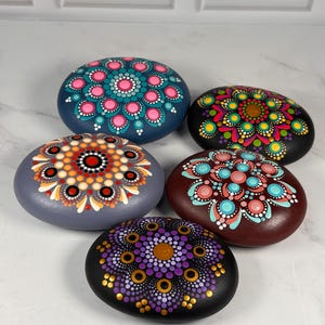 Happiness Stone | Hand-Painted Mandala Stone | Meaningful Gift (3")