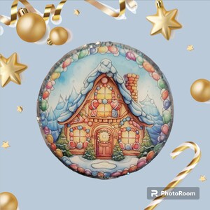 Christmas - Gingerbread house stained glass Retractable Badge Reel
