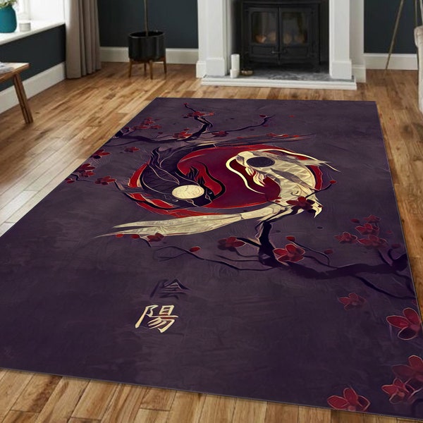 Ying Yang Rug, Bordeaux Rug, Home Decor Rug, Japan Rug, Koi Fish Gift, Animal Rug, Rug For Living Room Home Floor Rug Indoor Decor Salon Rug