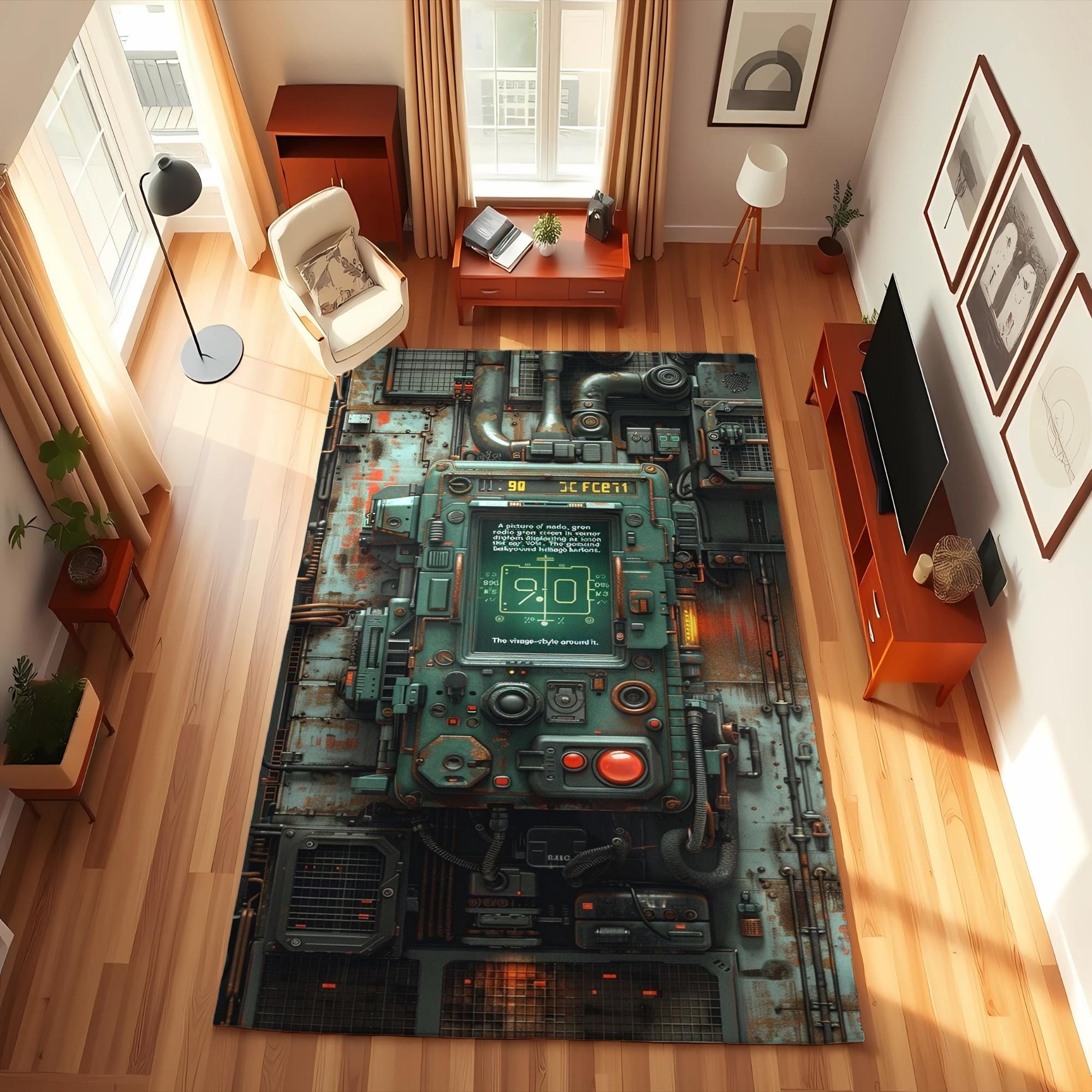 Cyperpunk Rug Industrial Cyberpunk Control Panel Rug, Retro Tech Wall Grid - Etsy