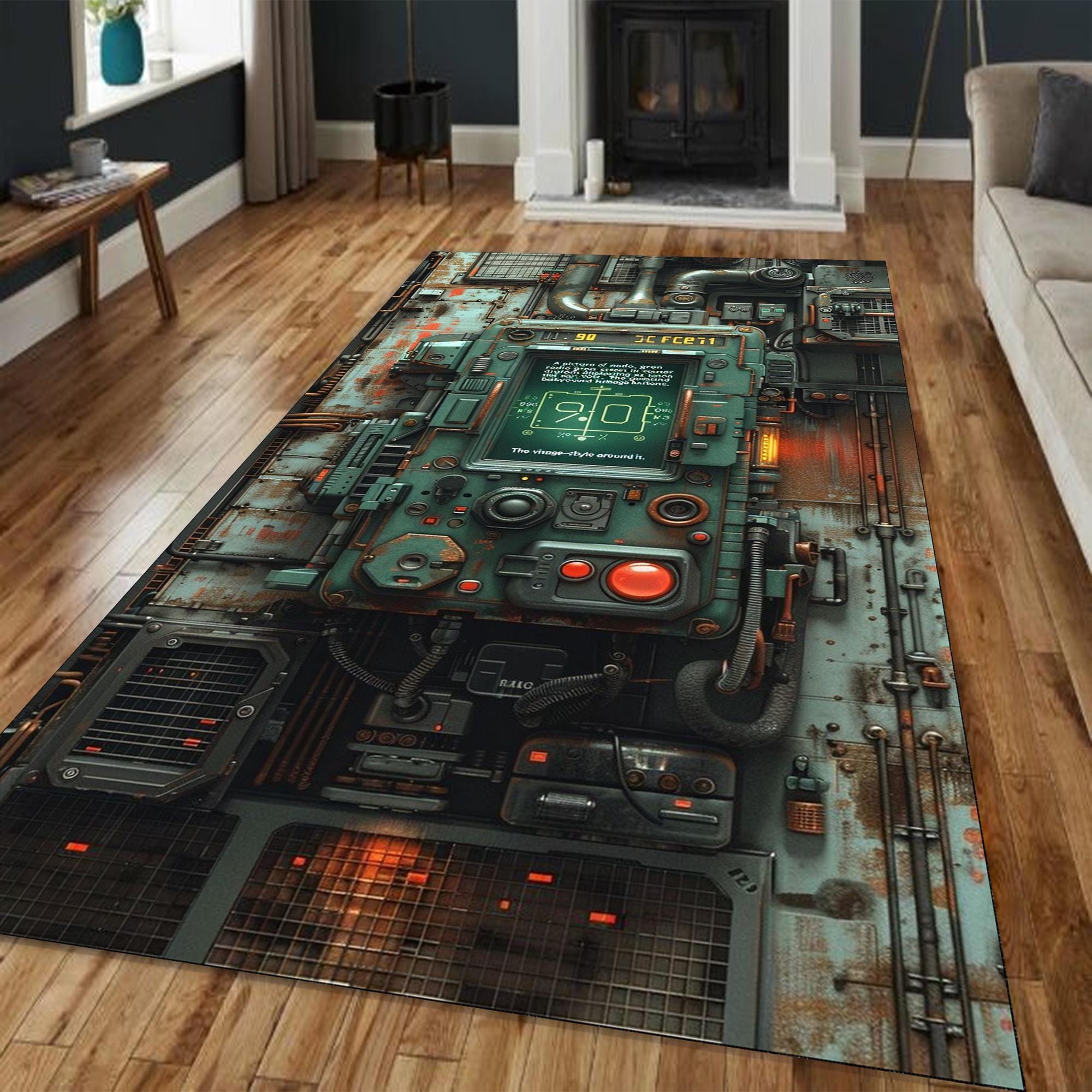 Cyperpunk Rug Industrial Cyberpunk Control Panel Rug, Retro Tech Wall Grid - Etsy