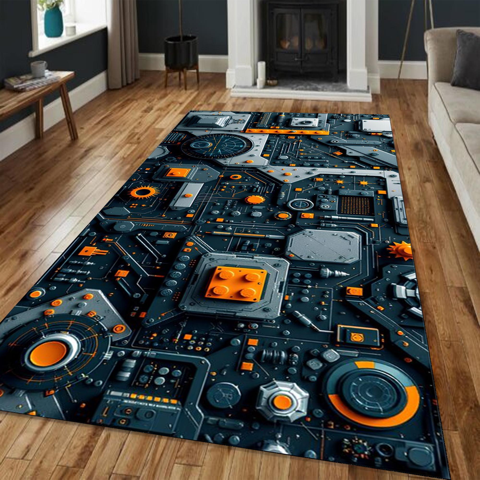 Technology Rug Circuit Board Rug | Gamer Room Tech Decor | Cyberpunk Area Rug - Etsy