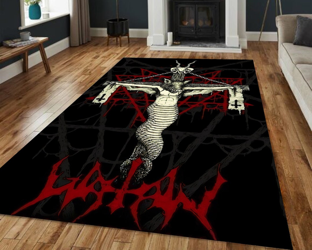 Satan Rug Satanism Rug Demonic Rug Dark Cross Baphomet - Etsy UK