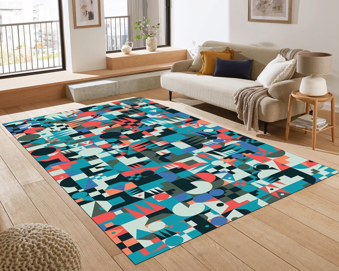 Colorful Camouflage Pattern Modern Abstract Home Decor Rug Minimalist ...