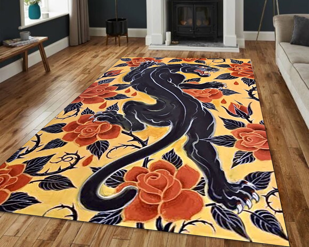 Rasist Rug Black Panther Rug: Traditional Tattoo Style Rug - Etsy