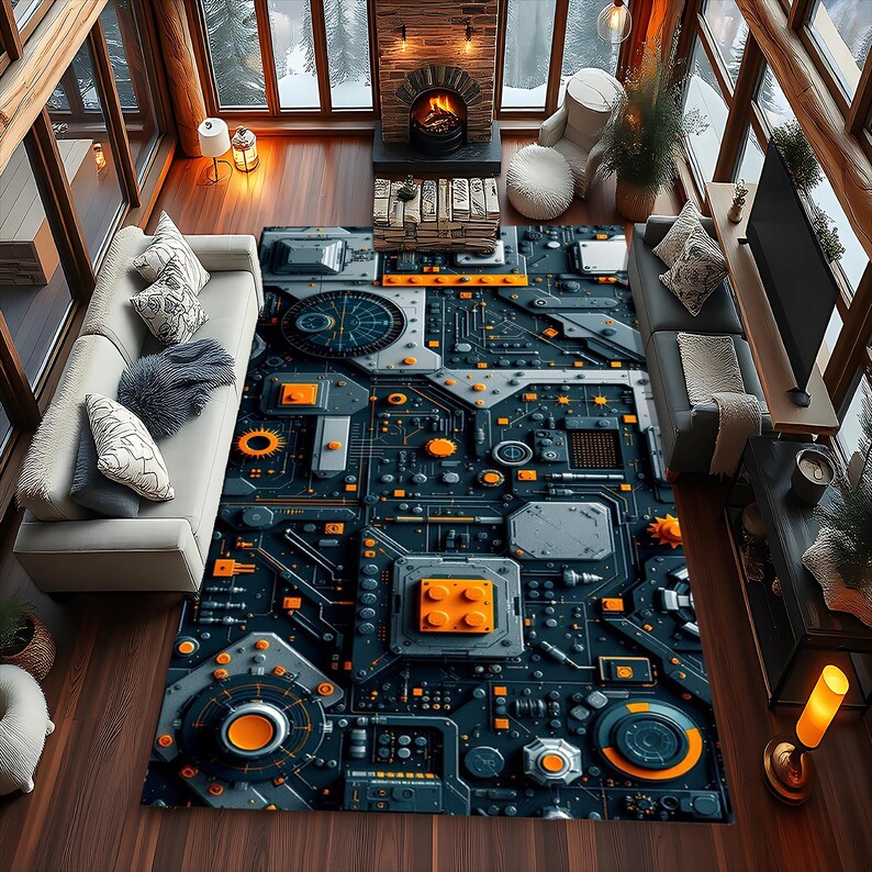 Circuit Board Rug | Gamer Room Tech Decor | Cyberpunk Area Rug - Etsy