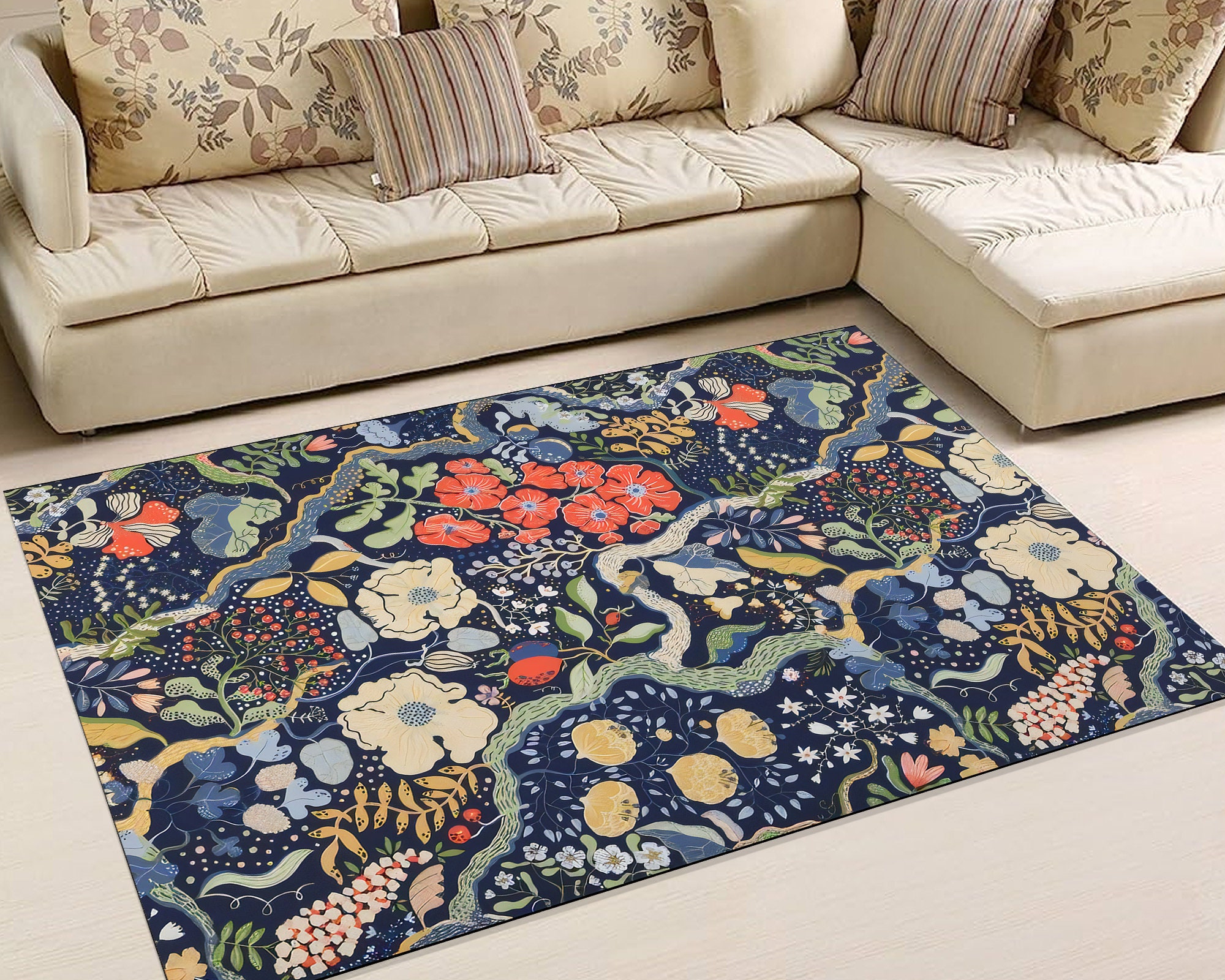 Discover Vintage Rétro Fleur Tapis