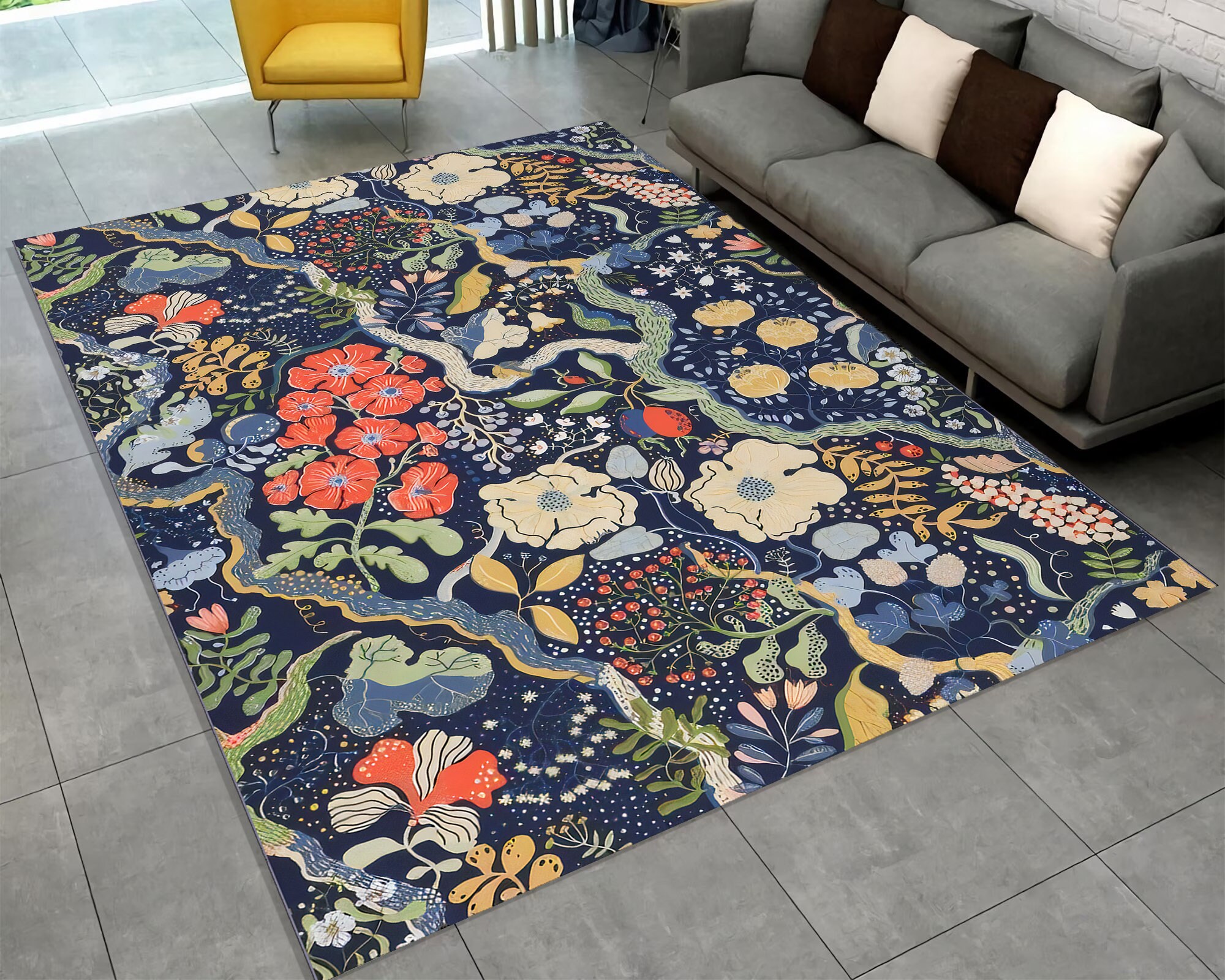 Discover Vintage Rétro Fleur Tapis