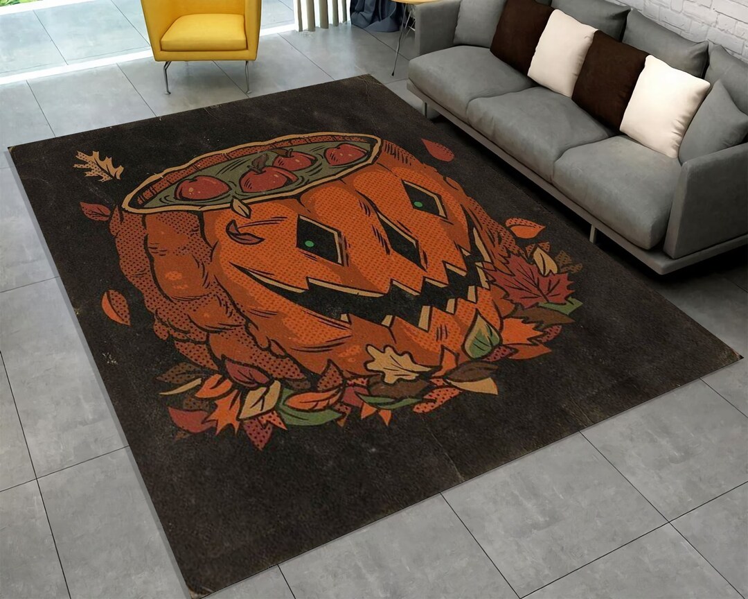 Pumpkin Rug Fall Home Decoration, Orange Pumpkin Decor, Spooky Decor