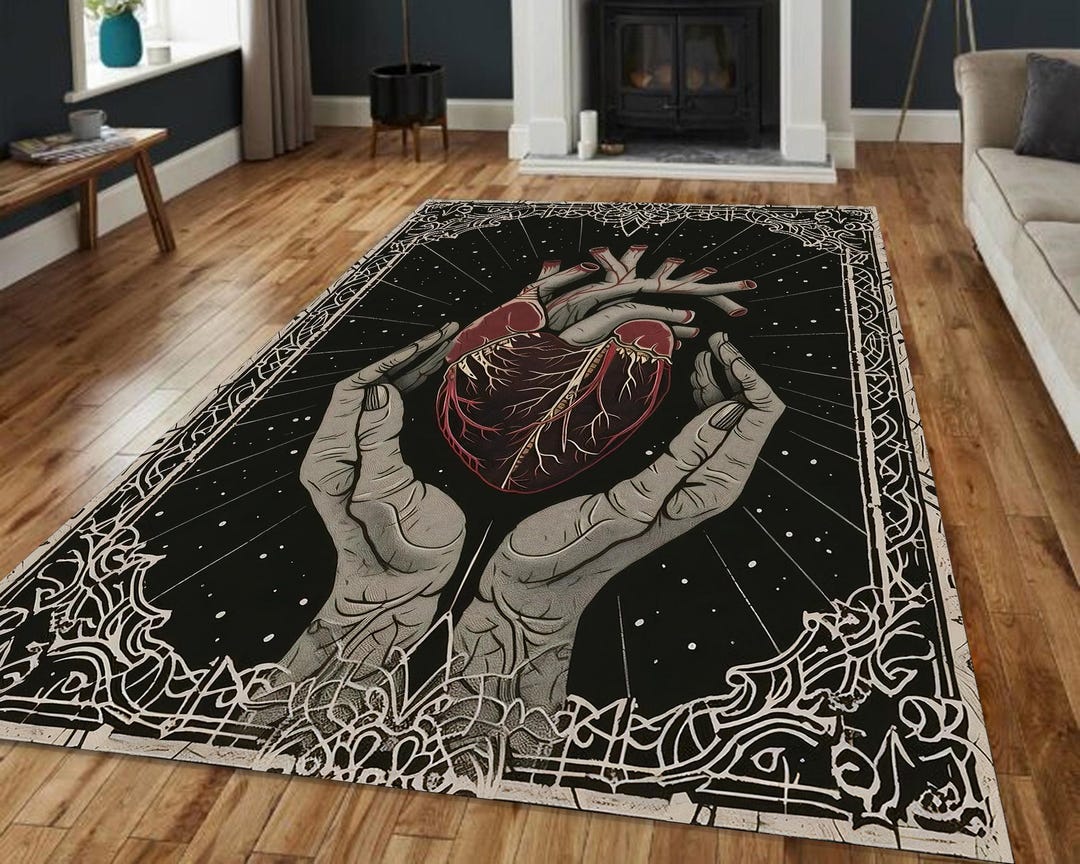 Gothic Heart Rug: Anatomical Art, Dark Romantic Decor - Etsy