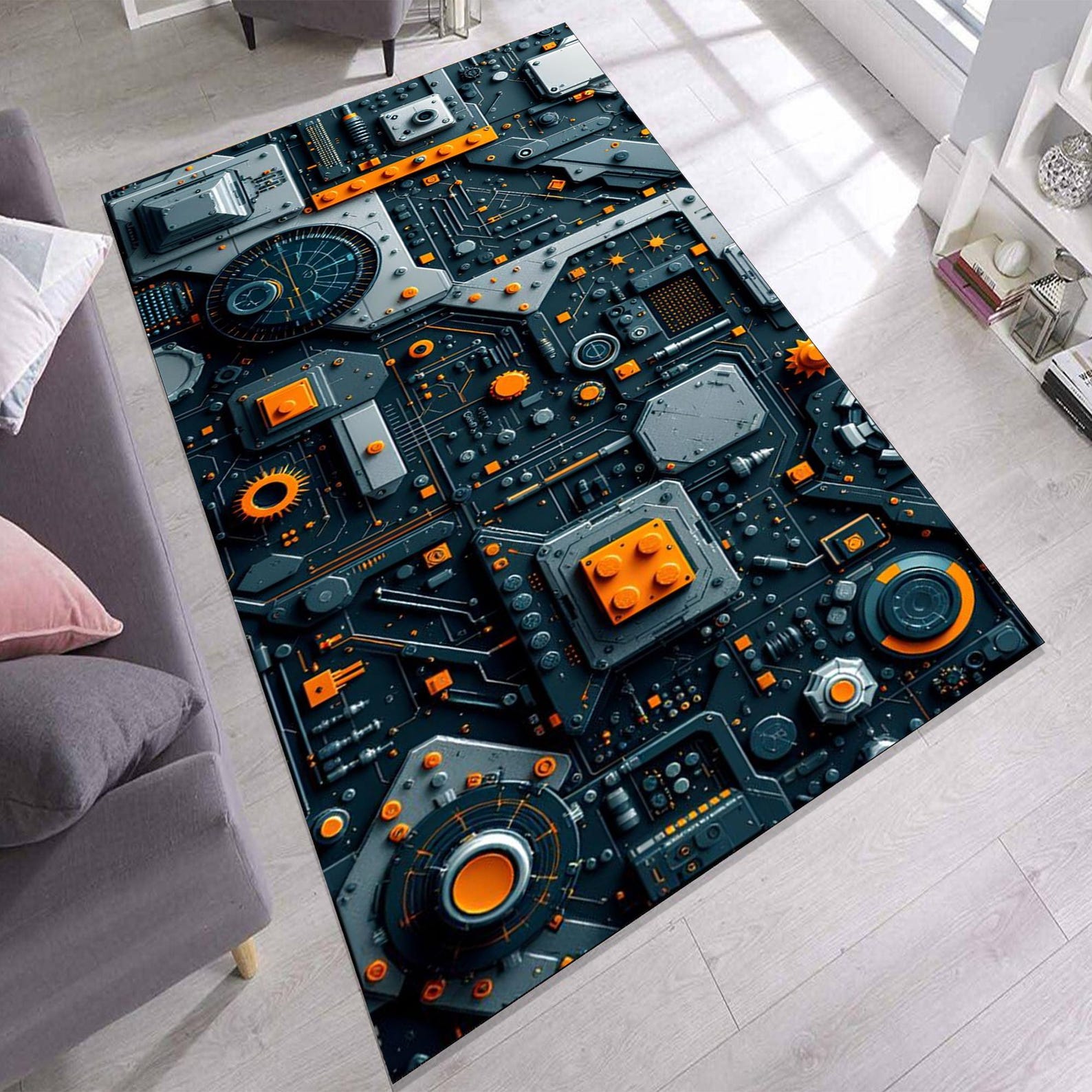 Technology Rug Circuit Board Rug | Gamer Room Tech Decor | Cyberpunk Area Rug - Etsy