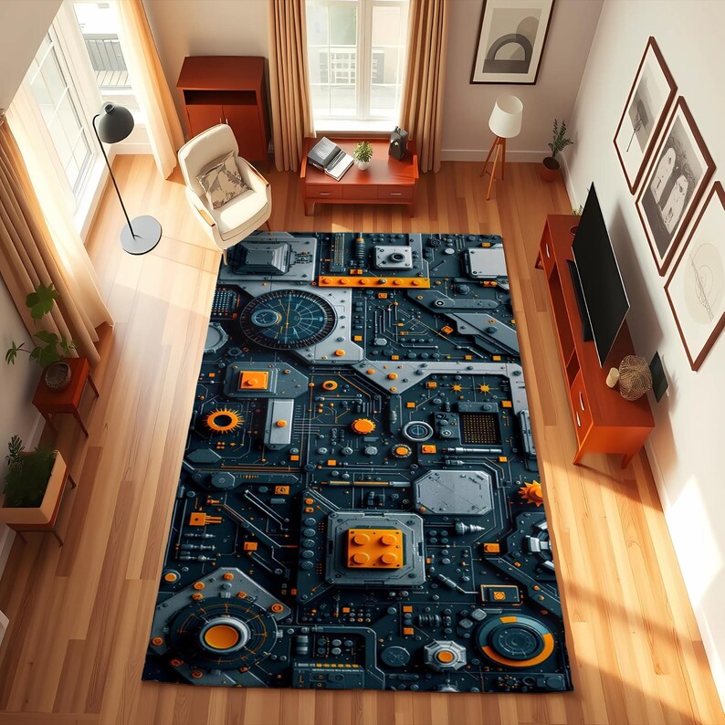 Technology Rug Circuit Board Rug | Gamer Room Tech Decor | Cyberpunk Area Rug - Etsy
