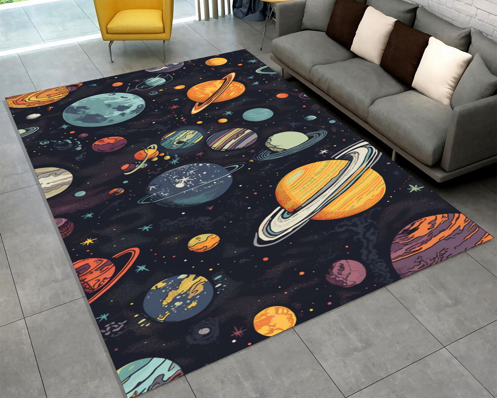 Solar System Rug Rectangle Galaxy Rug: Colorful Solar System Planets for Kids Room - Etsy Australia