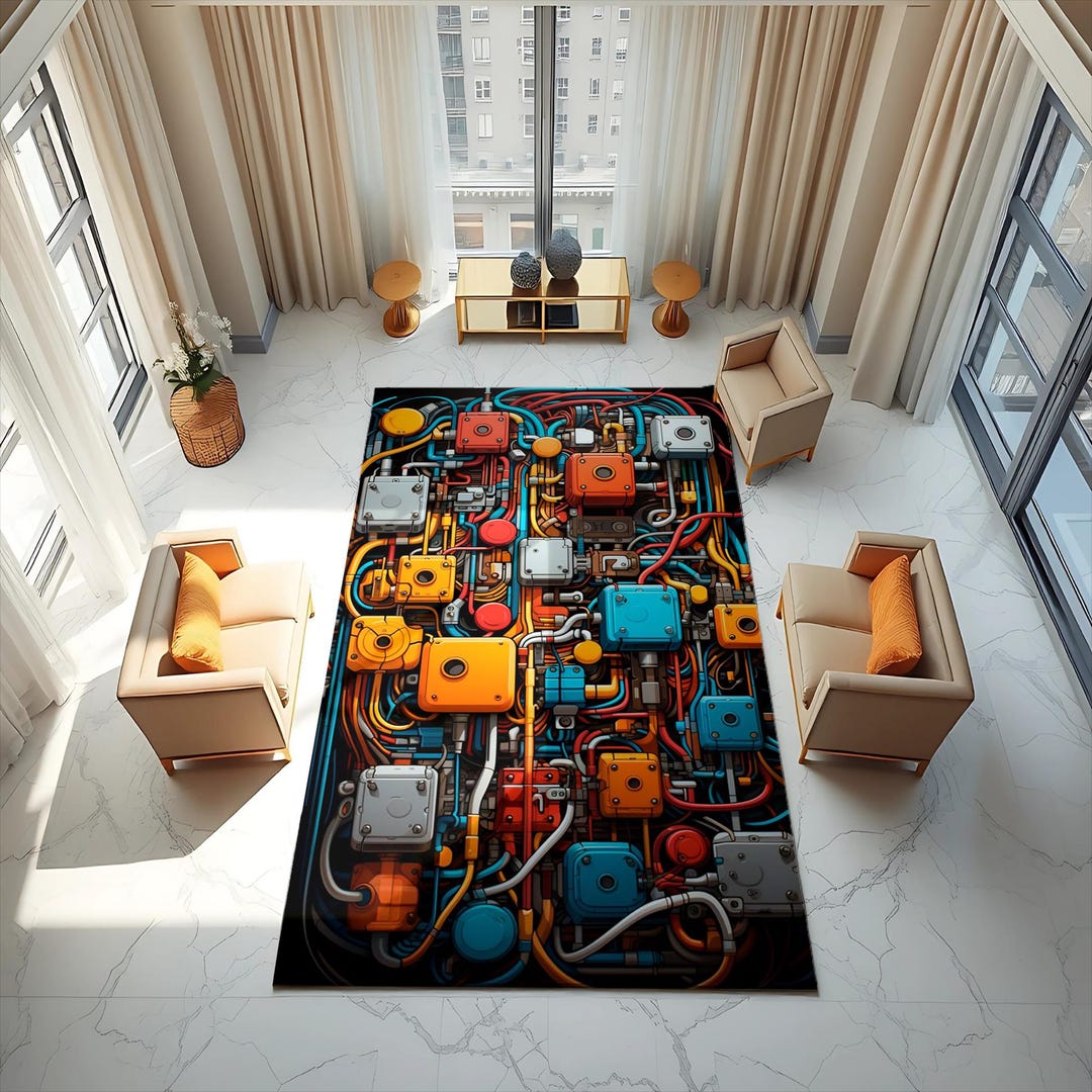 Pcb Rug Circuit Board Rug, Colorful Wiring, Tech Gamer Room Carpet - Etsy UK