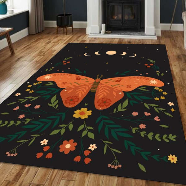 Black butterfly rug for home main image 0