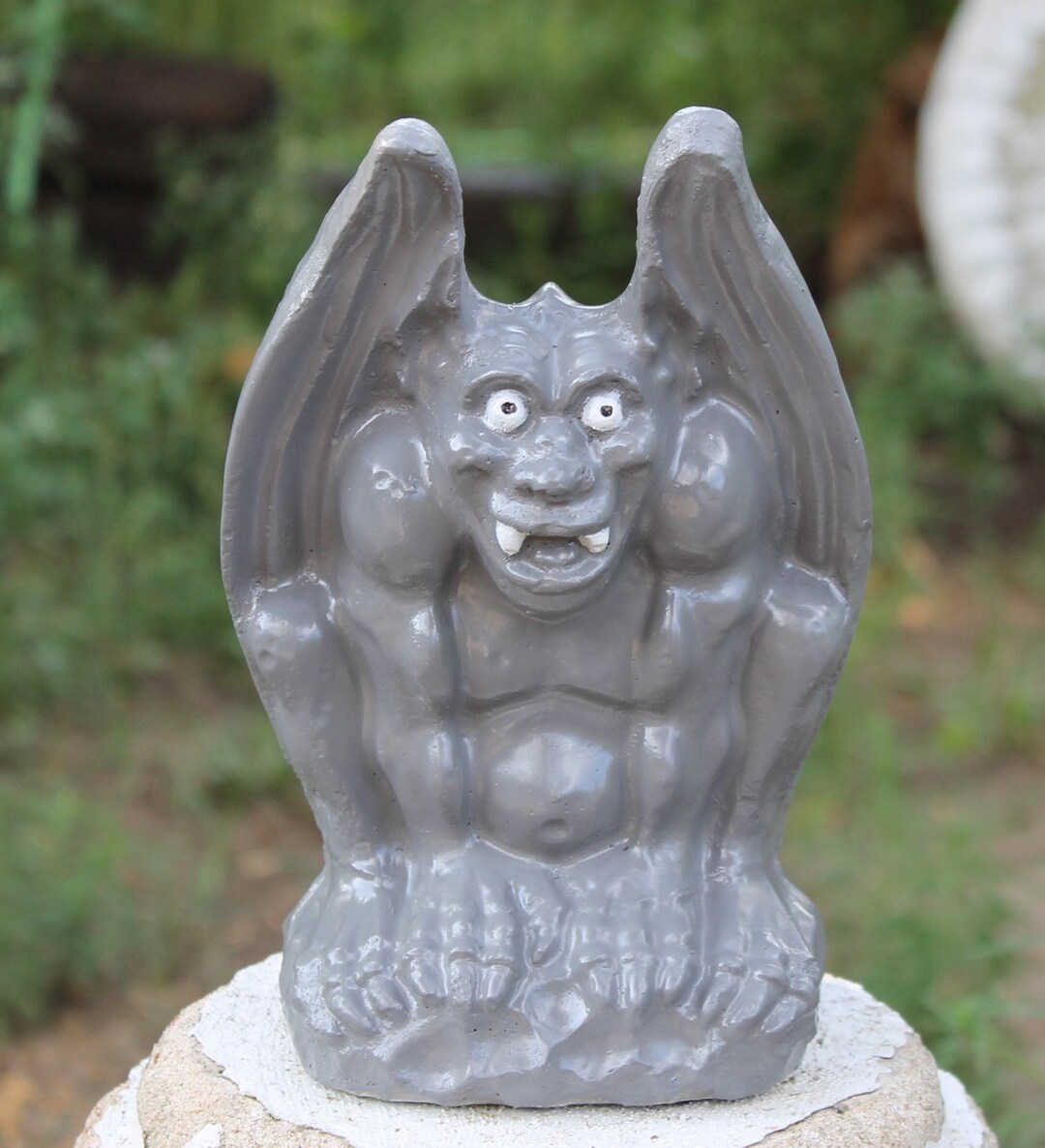 2 Ornamental Cement Gargoyle Statues Fall and Porch Decor Etsy