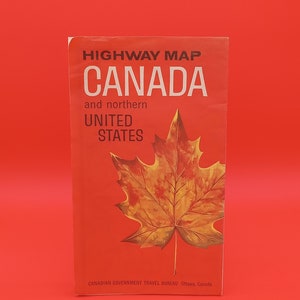 Carte pliante vintage 1964 du Canada et du nord des États-Unis