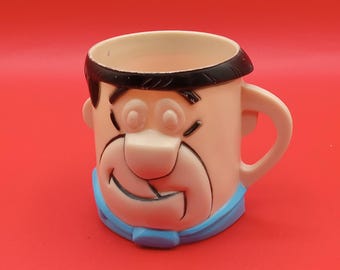 Vintage Fred Flinstone plastic mug marketing for Flinstone Vitamins