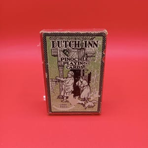 Baraja de naipes Pinochle con acabado en lino de estilo holandés vintage