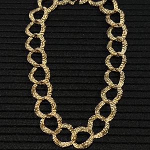 Vintage Halskette, Gold-Ton-Halskette, Gliederkette Halskette, Vintage klobige Halskette, mutige Halskette, strukturierte Glieder-Halskette, Geschenke für sie