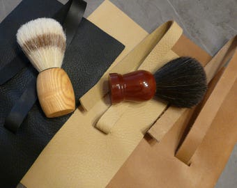 Travel leather pouch for SHAVING BRUSH