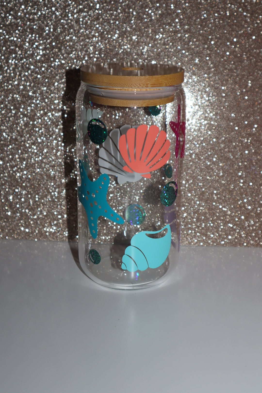 Seashell Beer Can Glass 16 Oz Glass Summer Beer Can Glass Vinyl ...