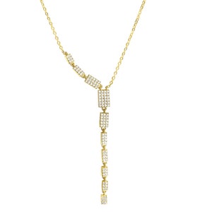 Y DROP NECKLACE | Lariat Necklace | Y Shaped Necklace | Aesthetic Cubic Zirconia Lariat Lightweight Necklace | 1st Anniversary Gift