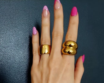 Chunky Ring, Big Ring, Statement Ring, Gold ring, Bold Dome Ring, 18K Gold Ring, Everyday Ring, Stackable Ring