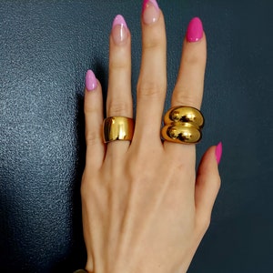 Chunky Ring, Big Ring, Statement Ring, Gold Ring, Bold Dome Ring, 18K ...