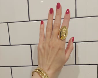 Chunky 18K Gold Plated Dome Ring: Statement Boho Band