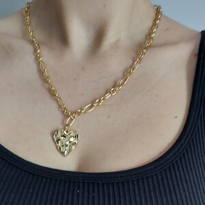 Heart Gold Necklace. gold necklace, gold chain, statement necklace ,
