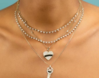 GOLD TENNIS Choker | Zircon Choker | Stackable Necklace | Gold Choker Necklace | 925 Sterling Silver Zircon Crystal Handmade Choker