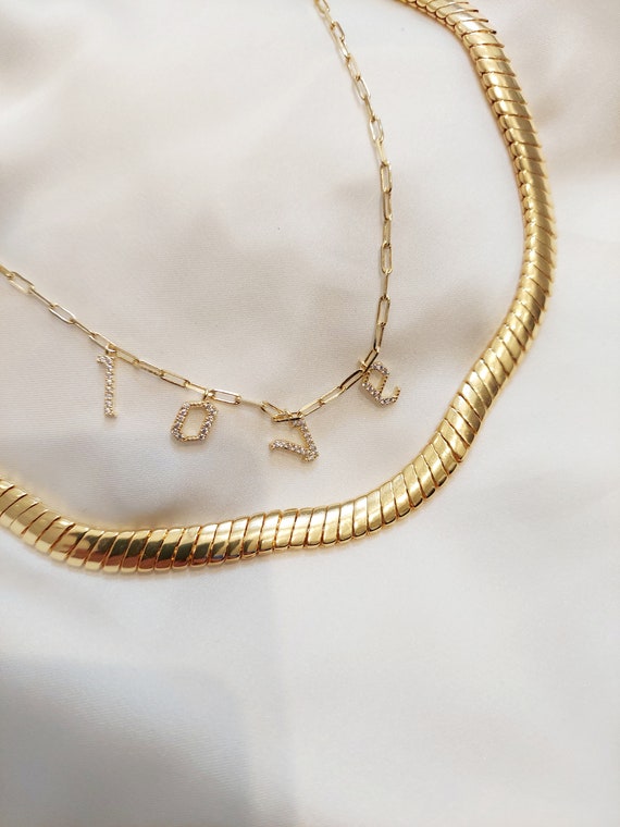 Zircon LOVE Necklace: 14K Gold Plated Sterling Silver