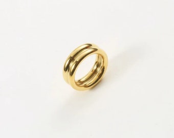 Gold Band Ring, Stacked Duo Ring, Gold Minimalist Ring, Twist Ring & Simple Ring, Stackable Ring, Birthday Gift for Her