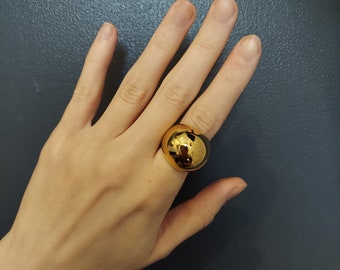 18K Gold Stainless Steel Bold Dome Ring